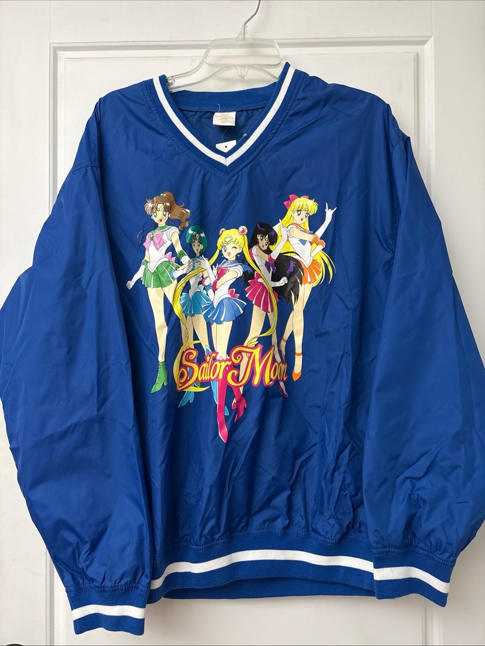 Sailor Moon BoxLunch Blue Windbreaker Jacket V-Neck Pullover Anime Medium NEW